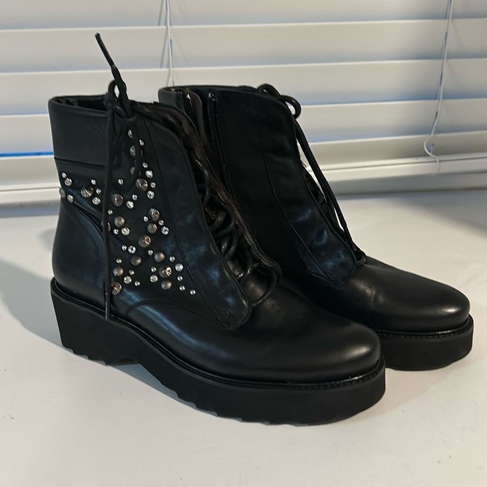 Unique beautiful Leather lace up booties by Perlato from Portugal. New no tags